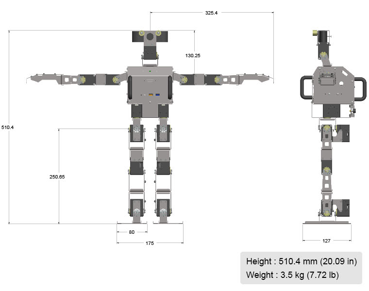 Heihgt: 510.4mm (20.09 in) Weight: 3.5kg (7.72 lb)