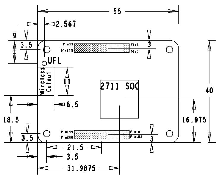 RPI Compute Module 4 Dimensions