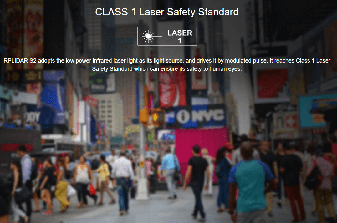 RPLiDAR S2L 360° Laser Range Scanner Safty Standard: Class 1