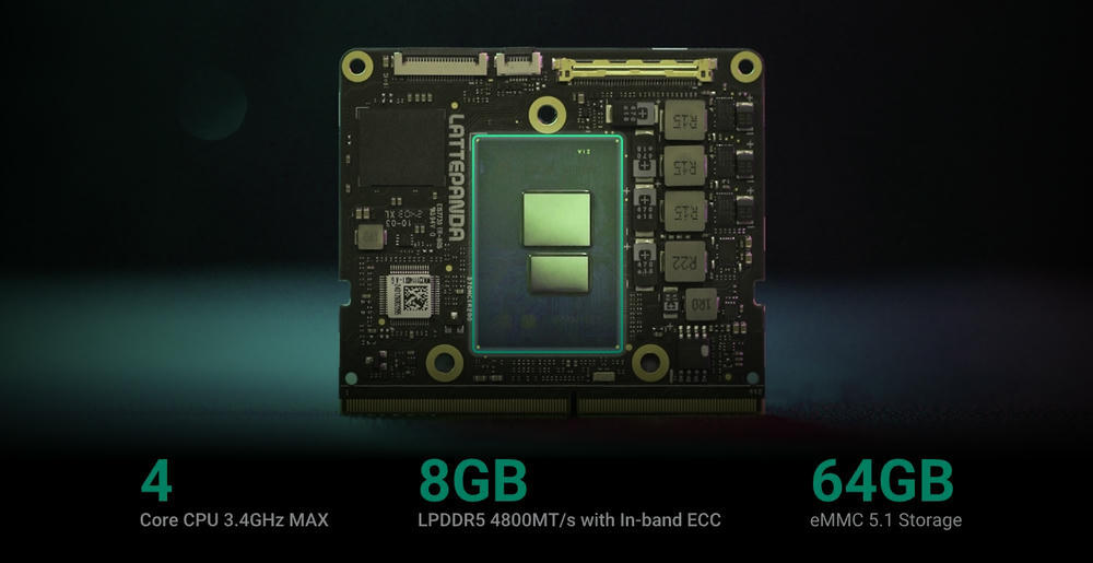LattePanda Mu x86 compute module 4 cores max 3.4GHz performance