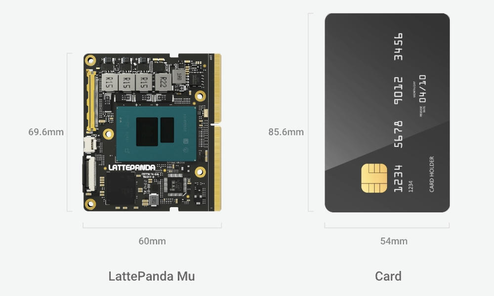 Card-Sized LattePanda Mu x86 compute module