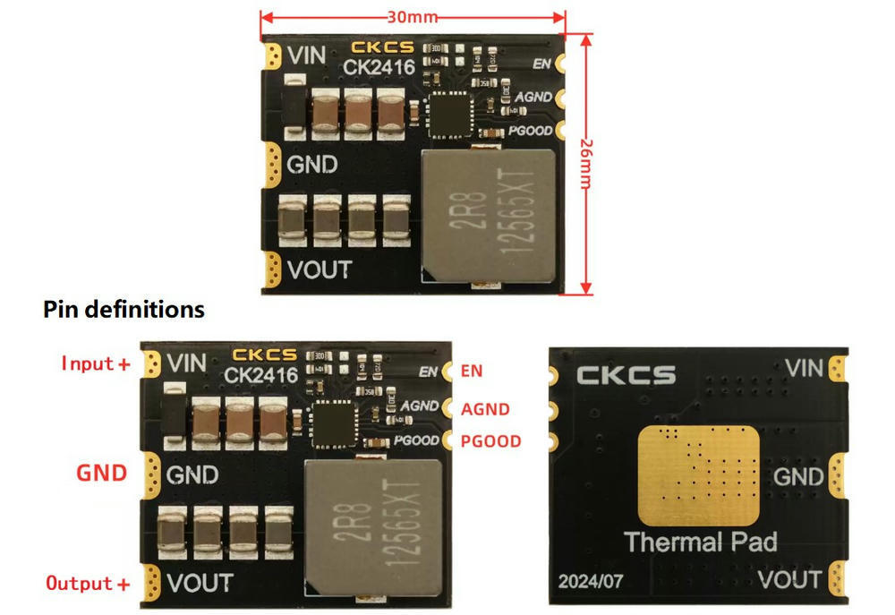 Pin and Dimension Diagram of DC-DC step-down converter module