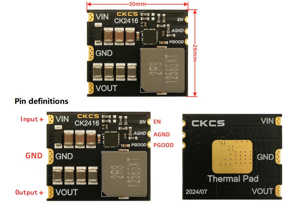 Pin and Dimension Diagram of DC-DC step-down converter module