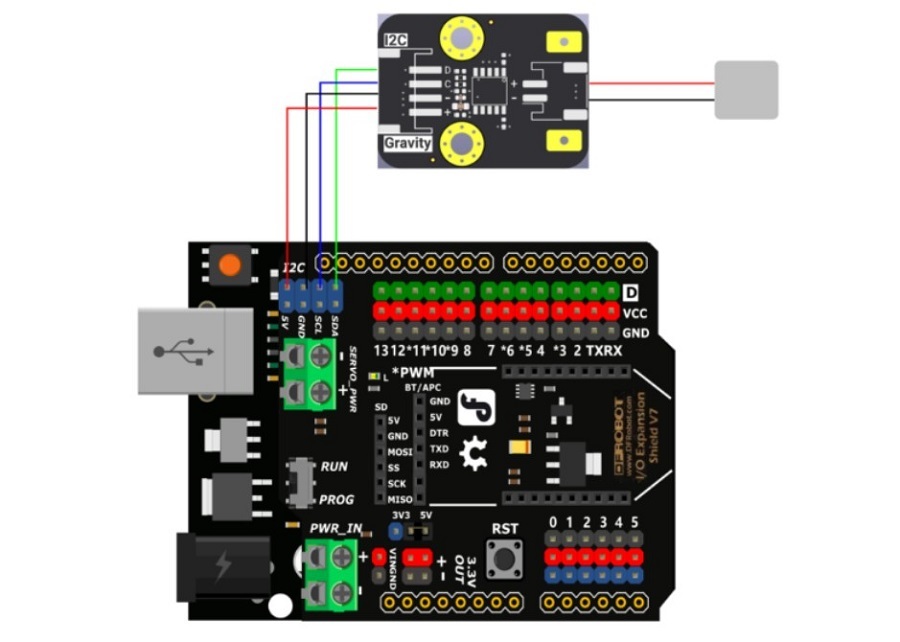 Wiring Diagram of Gravity: Haptic Motor Driver and Arduino