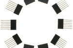 Angled shot of Stackable Header 6-pin ICs with gold leads-DFRobot product sku:FIT0164 image.