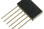Angled shot of front of Stackable Header 6 Pin Connector showing interface components like knobs and display screens