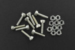 Overhead shot of M3x12 low profile hex head cap screws in silver collection