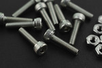 Overhead shot of 10 sets M3x12 low profile hex head cap screws in silver.
