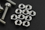Overhead shot of silver M3x12 hex head cap screws set with low profile design.