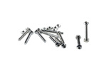 Angled shot of M3*25 Hex Button-Head Cap Screw 10pcs with assorted metal fasteners on plain background-DFRobot product sku:FIT0281 image.