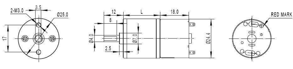 Metal DC Geared Motor - DFRobot dimension