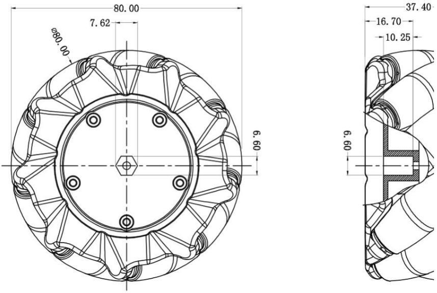 Mecanum Wheel Left (80mm)