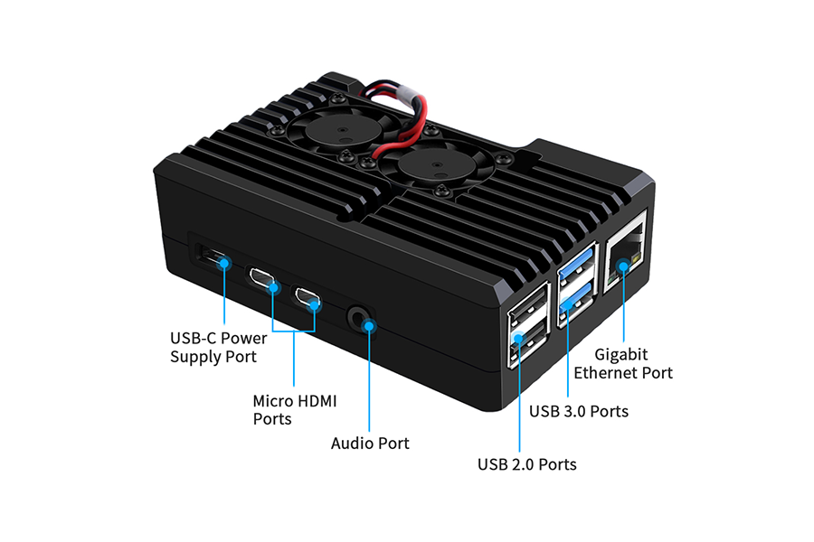 Armor Case With Dual Fans(2510) for Pi 4