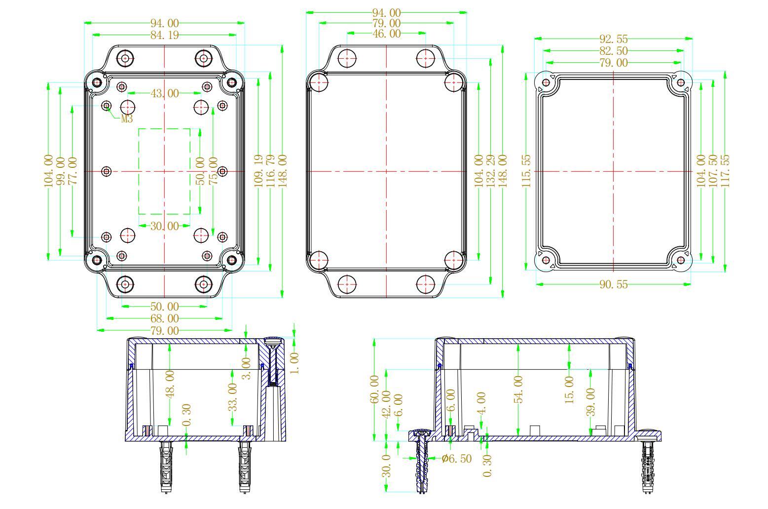 Plastic Project Box Enclosure Waterproof Clear Cover-5.83 x 3.70 x 2.36 inch