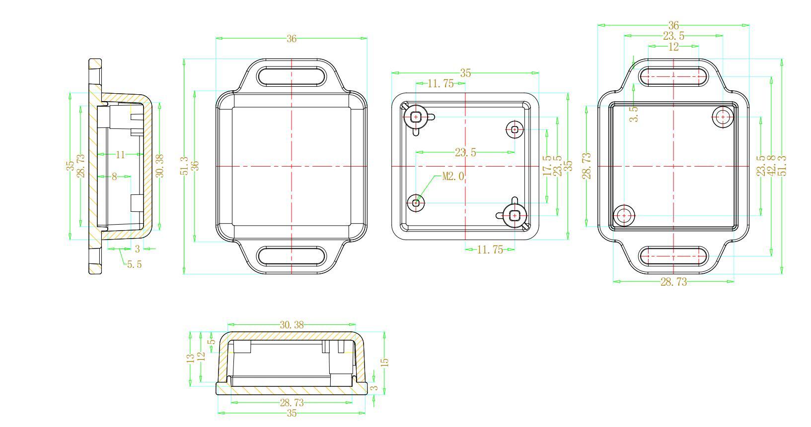 Plastic Project Box Enclosure-1.42 x 1.42 x 0.59 inch