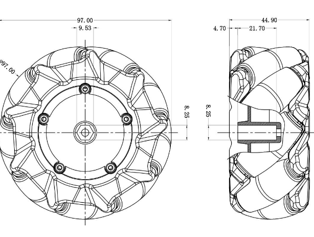 Mecanum Wheel Right - Black (97mm)