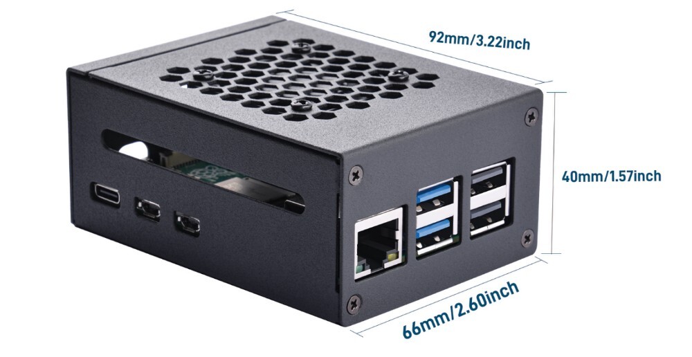 Dimension of Metal Heat Dissipation Kit for Raspberry Pi 5 Single Board Computer