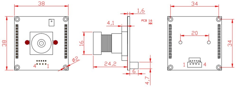Dimension Diagram of IMX678 4K 8MP 1/1.8