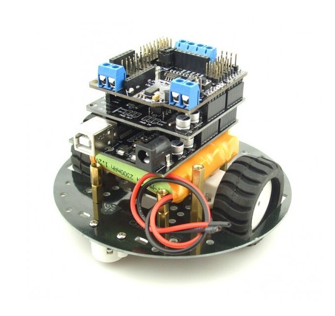 MiniQ with Motor Shield, DFRduino and expansion shield.