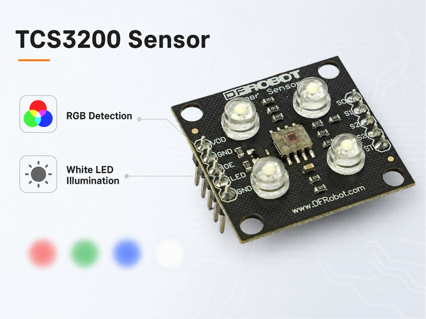Fermion: TCS3200 RGB Color Sensor Breakout - Light to Frequency (Breakout)