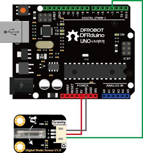Gravity Digital Shake Sensor Connected with Arduino UNO