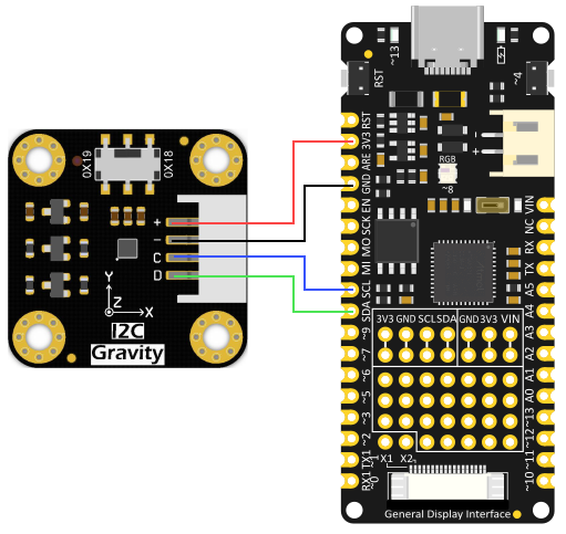  Gravity: I2C LIS2DW12 Triple Axis Accelerometer Sensor (±2g/±4g/±8g/±16g)