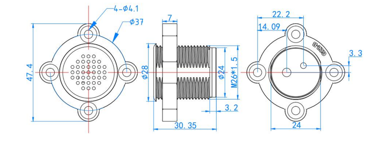 Dimension Diagram of Carbon Monoxide Detection Sensor