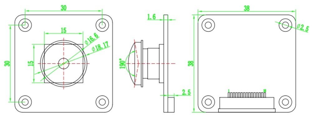 Dimension of IMX378-190 12.3MP Raspberry Pi Camera Module