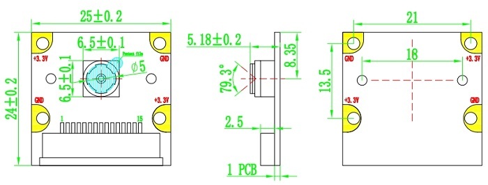Dimension of Global shutter camera module