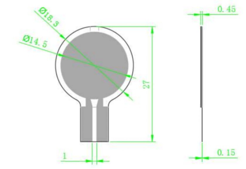 Dimension Diagram of Circular Flex Force Sensor