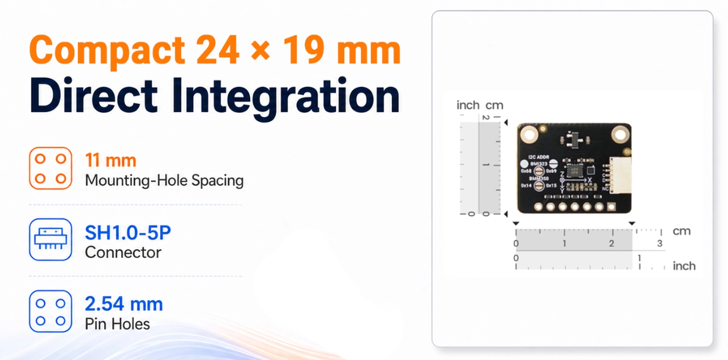 Compact 24 × 19 mm Fermion Board of Fermion: Compact 9DOF IMU Sensor