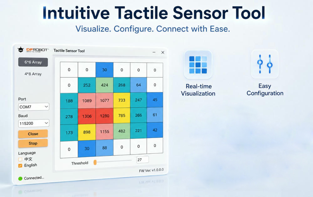 Tactile Sensor Tool host software of 6×6 Flexible Array Tactile Pressure Sensor