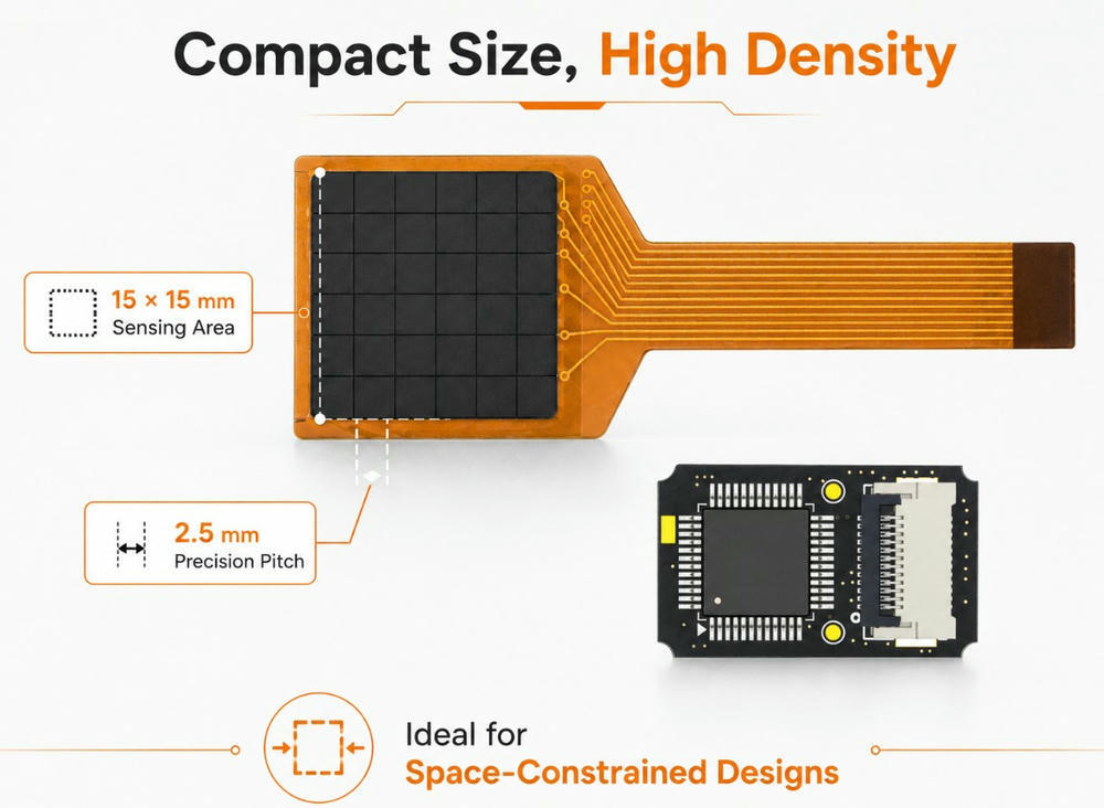 Ultra-Compact Size of 6×6 Flexible Array Tactile Pressure Sensor