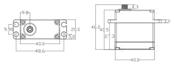 Dimension of waterproof high-torque coreless servo