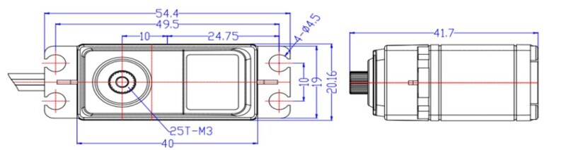 Dimensional Diagram of Metal Waterproof Servo